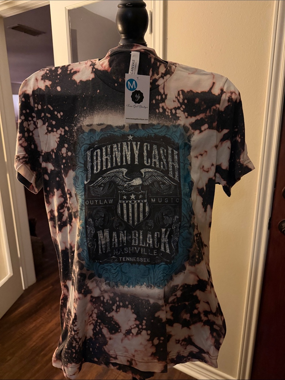 Bella Canvas Black and White Tie-Dye Johnny Cash Graphic Tee